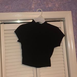 Black Short Turtle Neck Crop Top
